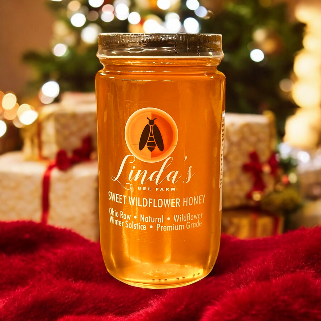 Linda’s Sweet Honey Wildflower 16 oz. Glass Cylinder - Linda's Bee Farm Honey Gift Shop