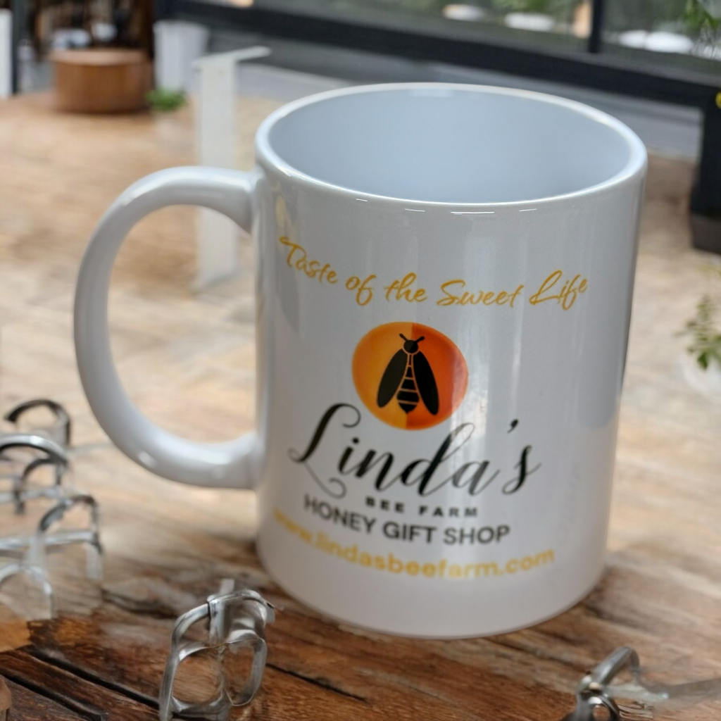 Linda’s Bee Farm Glass Mug - Linda's Bee Farm Shop